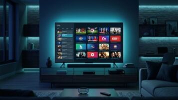 net iptv app interface met kanalenoverzicht op smart tv